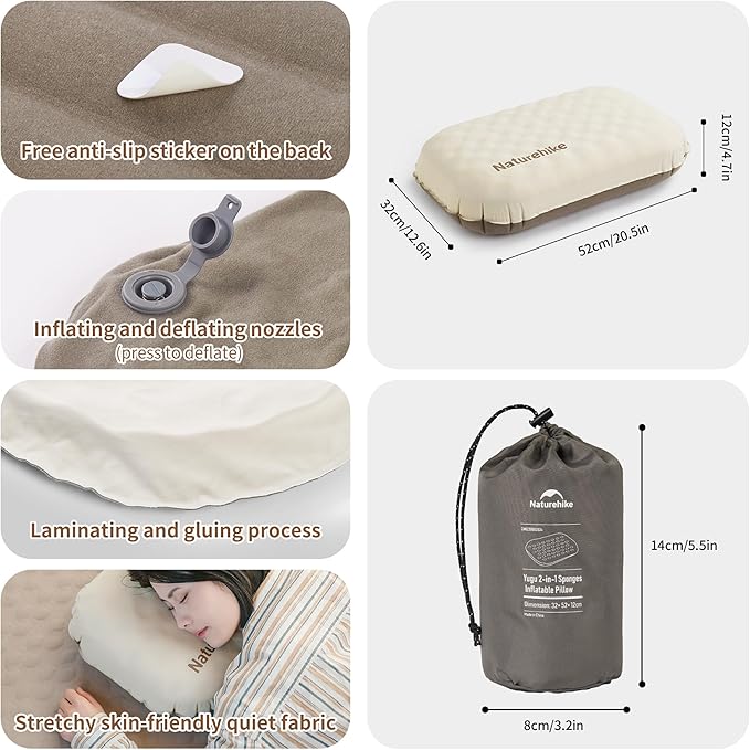 Naturehike – Yugu 2-in-1 taisnstūra tūrisma spilvens